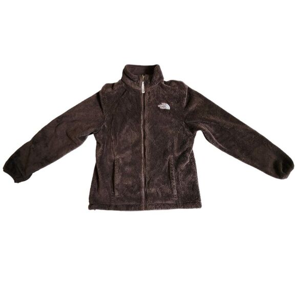 The North Face brown zip front fuzzy jacket sz S - Picture 1 of 9